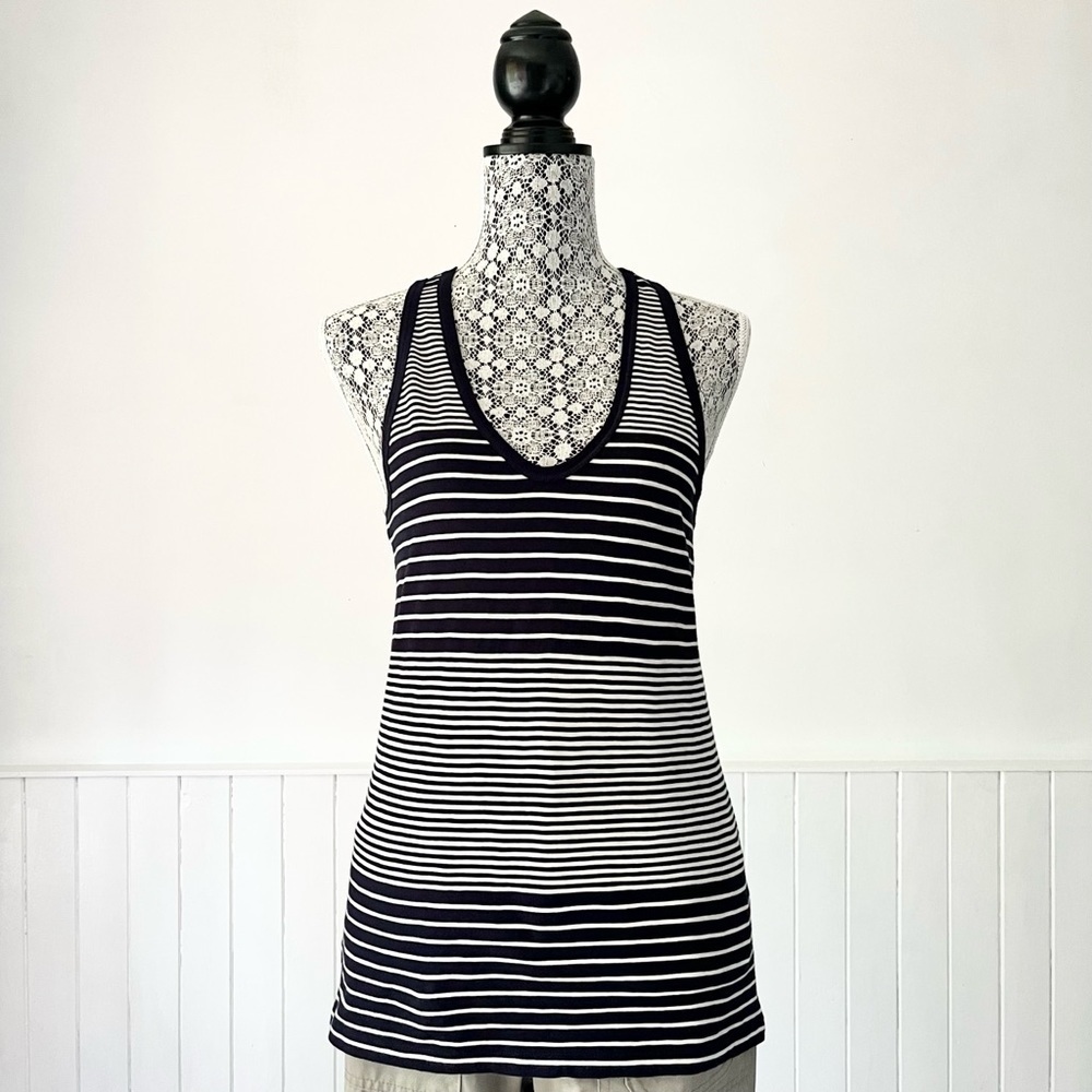 𝅺J. Crew Vintage Cotton Knit Striped V-Neck Tank Top Size S